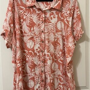 Disney Pink Tropical Button Down Shirt
